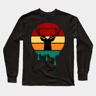 Vintage Sunset Buck Head Aesthetic Long Sleeve T-Shirt